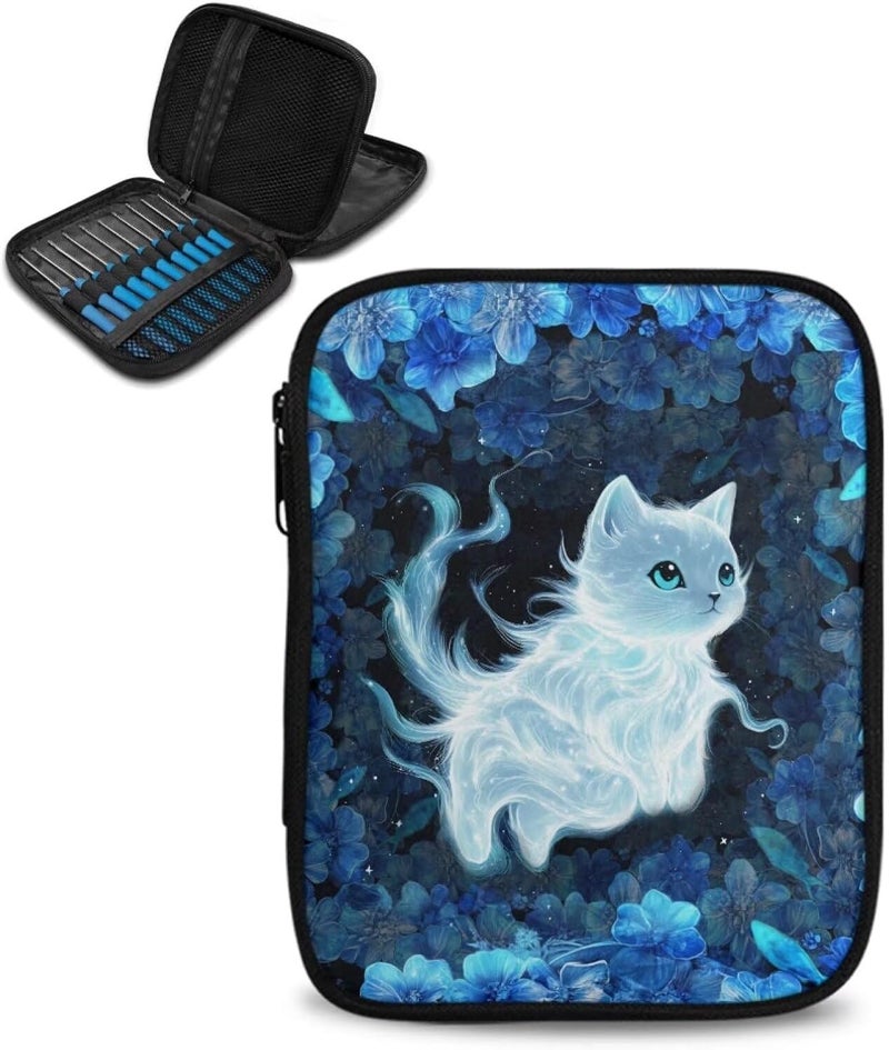 Kathyboom Cute White Cat Crochet Hook Case Empty Crochet Organizer Case-Crochet Hook Holder for Circular Knitting Needles, Crochet Hooks Knitting & Crochet Supplies - Image 1